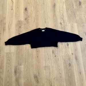 TNA Cozy Fleece Boyfriend Cropped Sweatshirt in Black Size 2 (fits S/M)